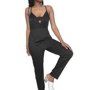 Do+Be Black Striped Jumpsuit